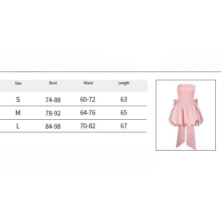 SVCD000051 Bow strapless lantern dress for dinner, sexy strappy slit dress