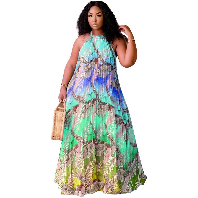 SVCD000067 Digital print fashion style large skirt dress, plus-size women's clothing