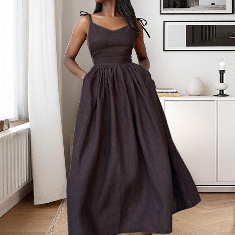 SVCD000004 Women's backless Uysen-style sexy V-neck high-waisted fashionable halter dress in European and American style