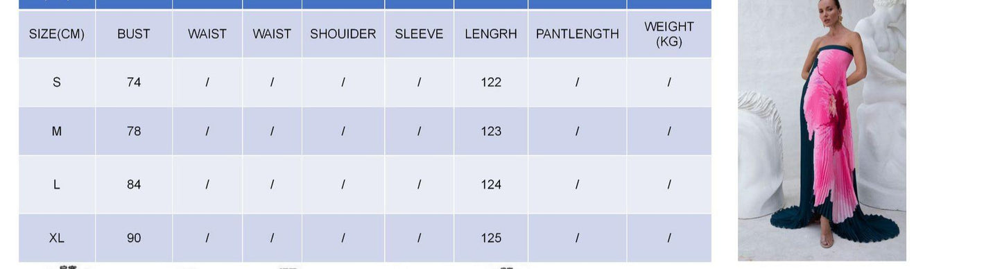 SVCD000009 Summer women's dress with pleated positioning print and a strapless big swing