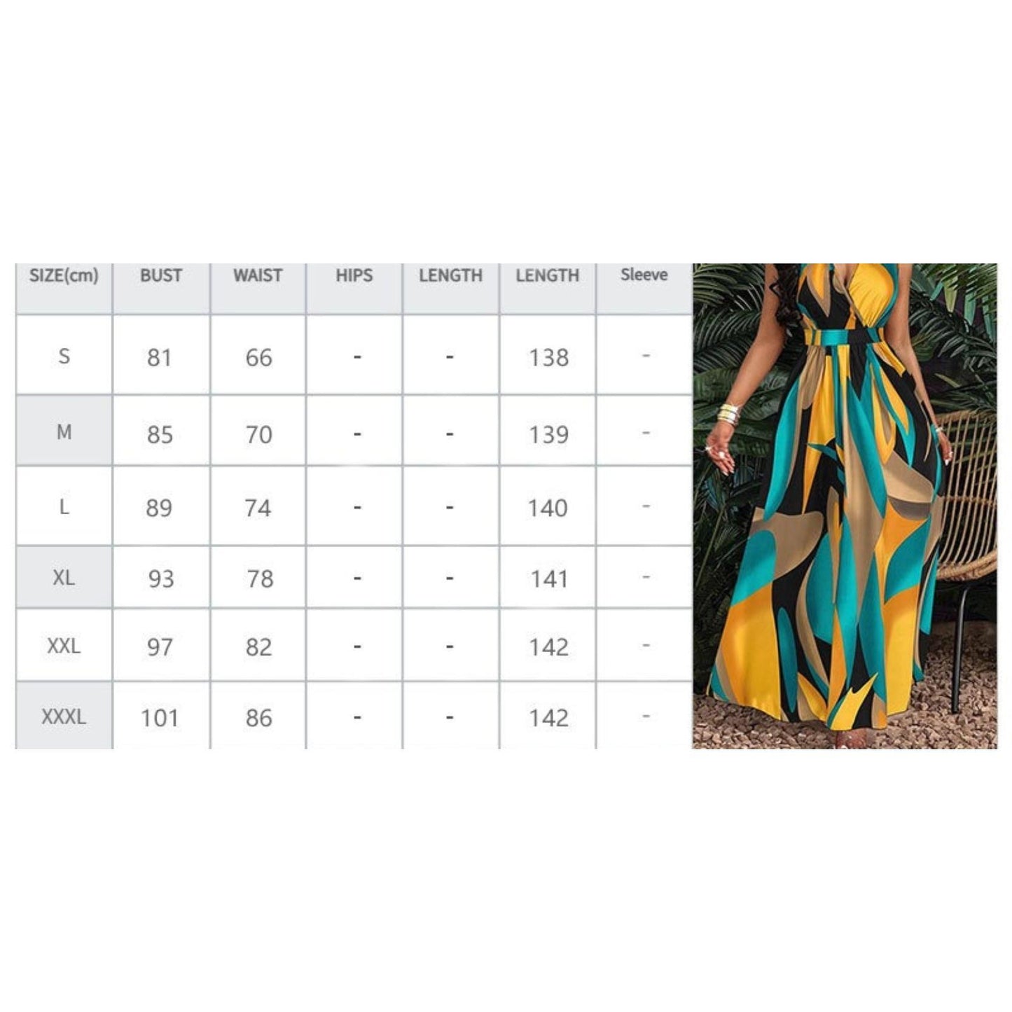 SVCD000083 Elegant, fashionable and sexy printed sleeveless V-neck dress for women