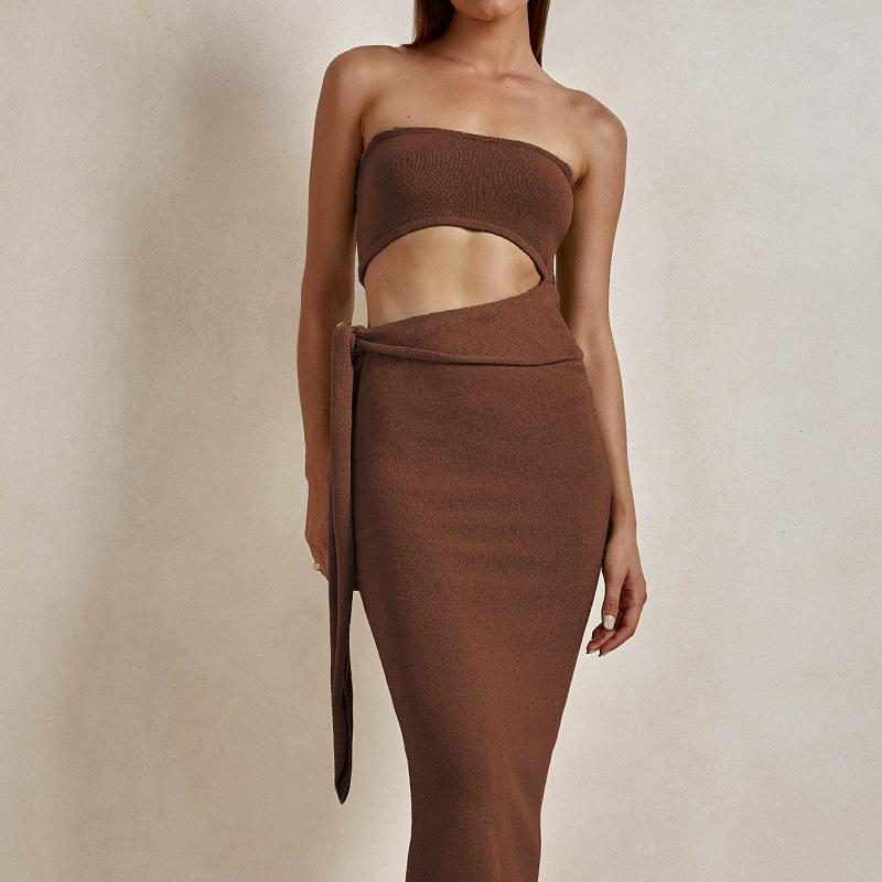 SVCD000063 Women's fashion and sexy cut-out backless strapless knitted dress