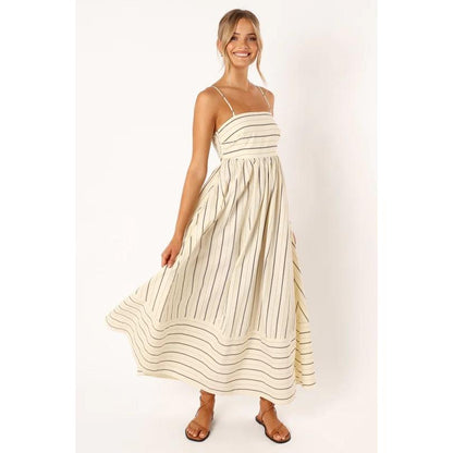 SVCD000122 Summer fashion striped halter top backless dress with a fresh style