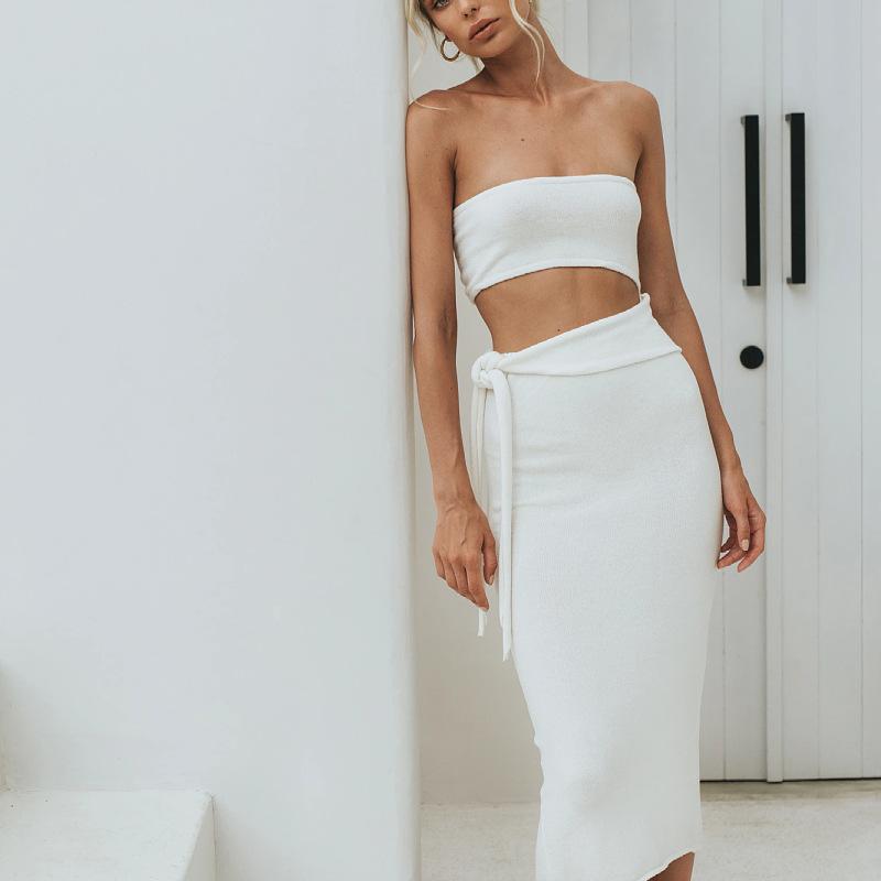 SVCD000063 Women's fashion and sexy cut-out backless strapless knitted dress