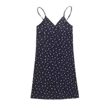SVCD000066 Retro printed V-neck halter dress, floral halter dress for women's wear