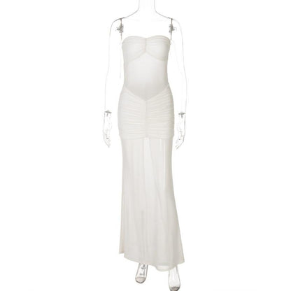 SVCM000097  Sexy one-shoulder strapless dress for women