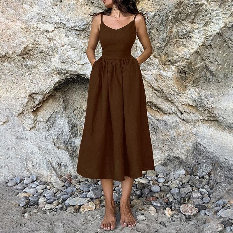 SVCD000004 Women's backless Uysen-style sexy V-neck high-waisted fashionable halter dress in European and American style