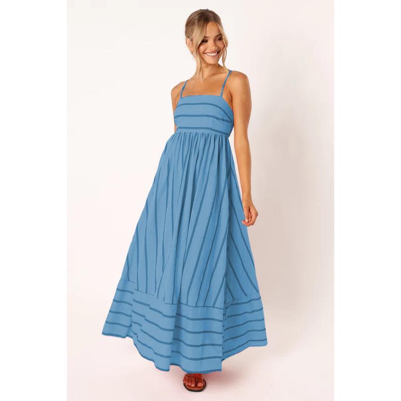 SVCD000122 Summer fashion striped halter top backless dress with a fresh style