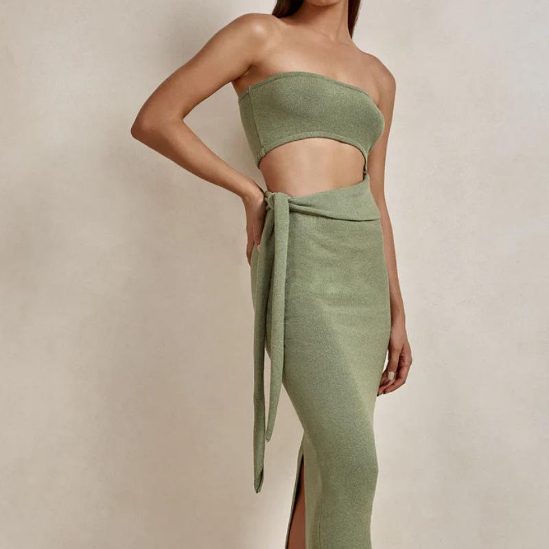SVCD000063 Women's fashion and sexy cut-out backless strapless knitted dress