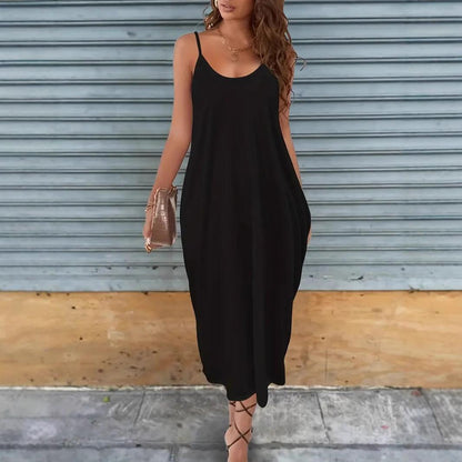 SVCD000068 Casual dress, solid-color halter dress from Europe and America