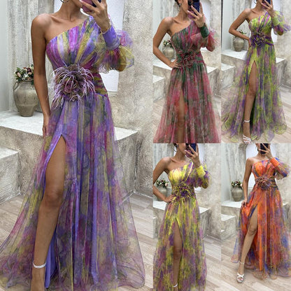 SVCD000028 Casual and fashionable party mesh off-the-shoulder dress on Instagram