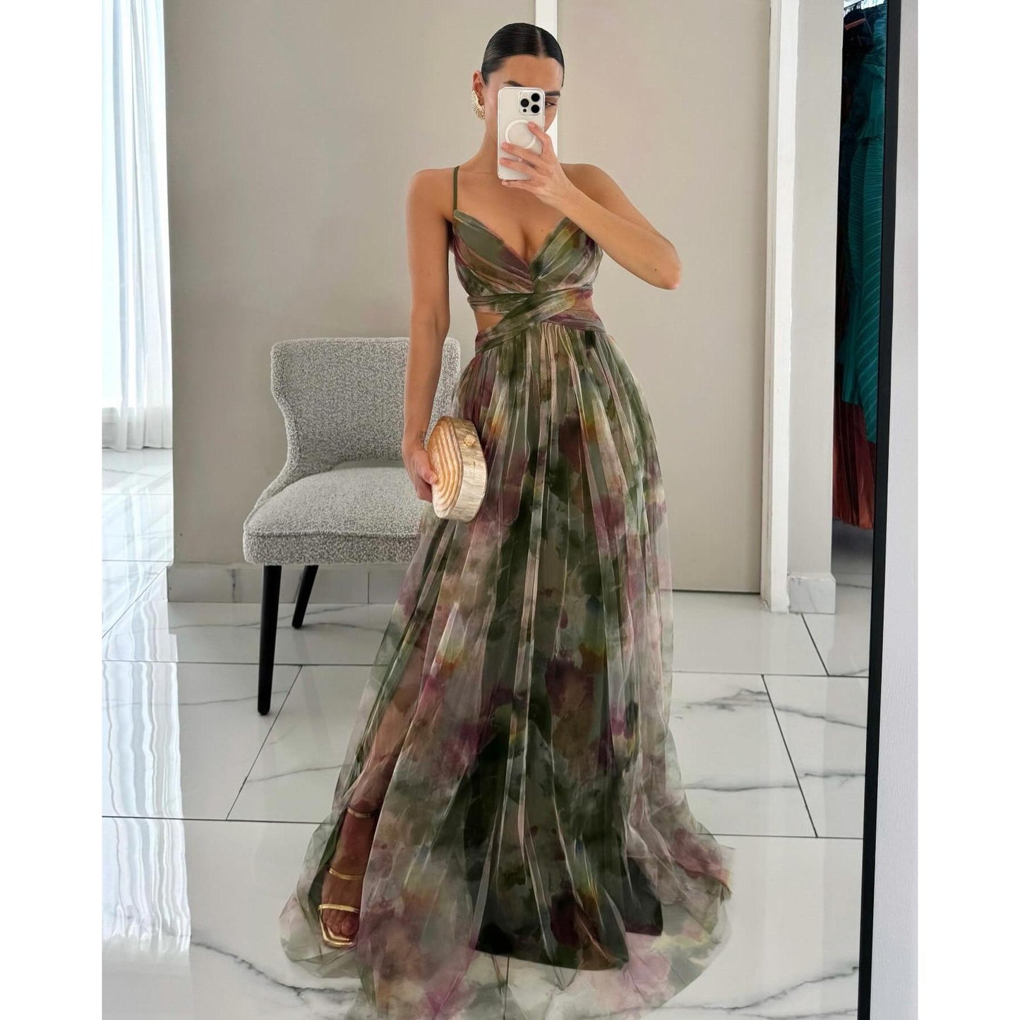 SVCD000124 Summer fashion party dress, tulle halter dress, vacation casual party dress