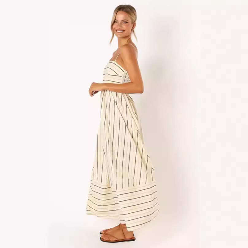 SVCD000122 Summer fashion striped halter top backless dress with a fresh style
