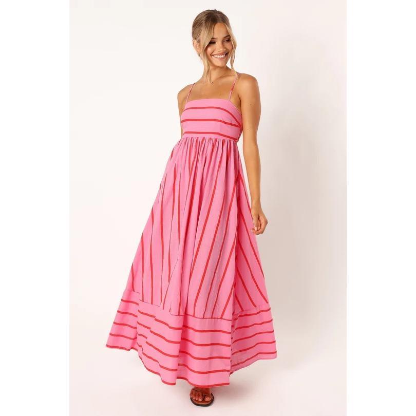 SVCD000122 Summer fashion striped halter top backless dress with a fresh style