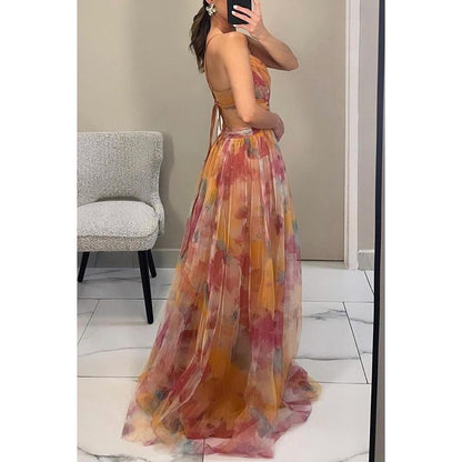 SVCD000124 Summer fashion party dress, tulle halter dress, vacation casual party dress