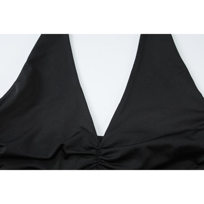 SVCD000073 Two-piece set of a halter vest with pleated skirts