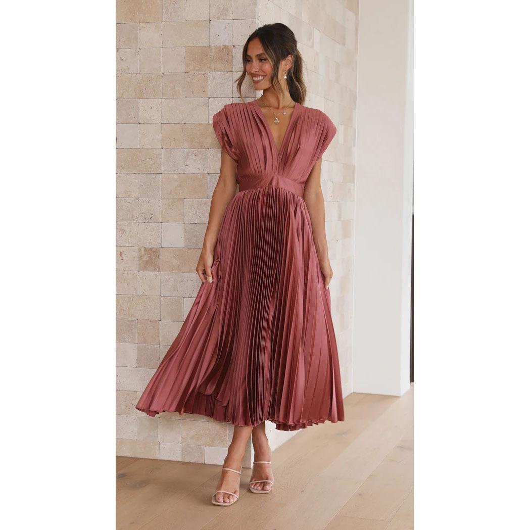 SVCD000029 Sexy pleated dress, Instagram casual loose zipped sleeveless dress