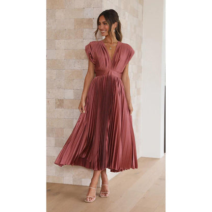 SVCD000029 Sexy pleated dress, Instagram casual loose zipped sleeveless dress