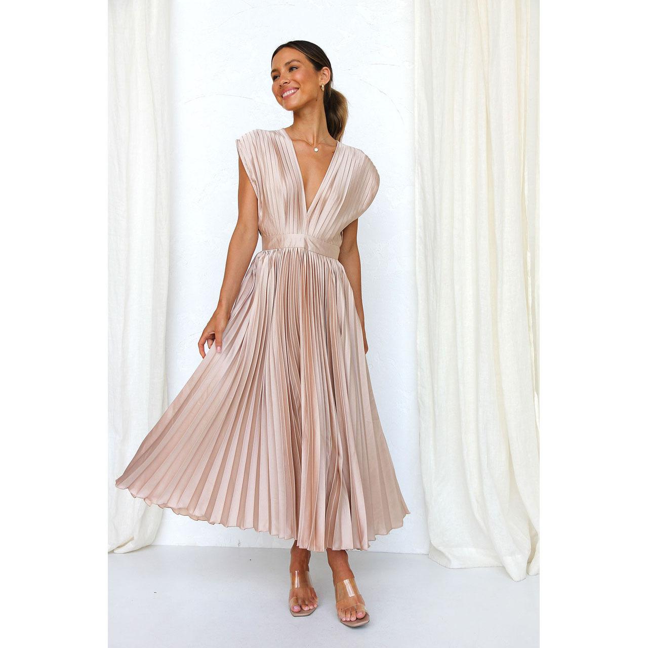 SVCD000029 Sexy pleated dress, Instagram casual loose zipped sleeveless dress