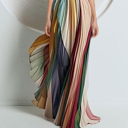 SVCD000081 Sexy strapless printed colorful long dress dress