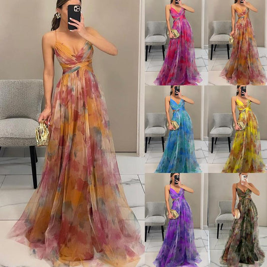 SVCD000124 Summer fashion party dress, tulle halter dress, vacation casual party dress