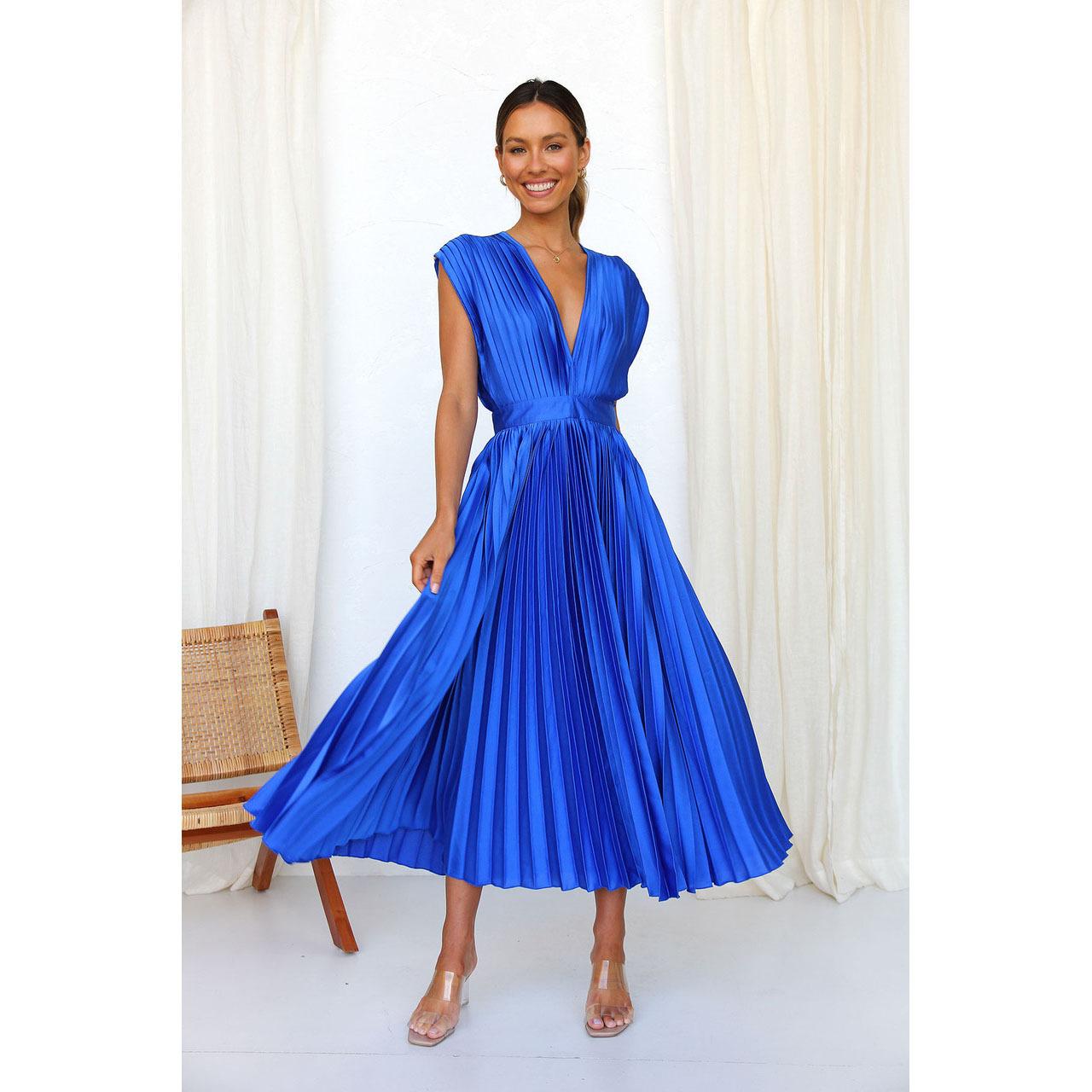 SVCD000029 Sexy pleated dress, Instagram casual loose zipped sleeveless dress