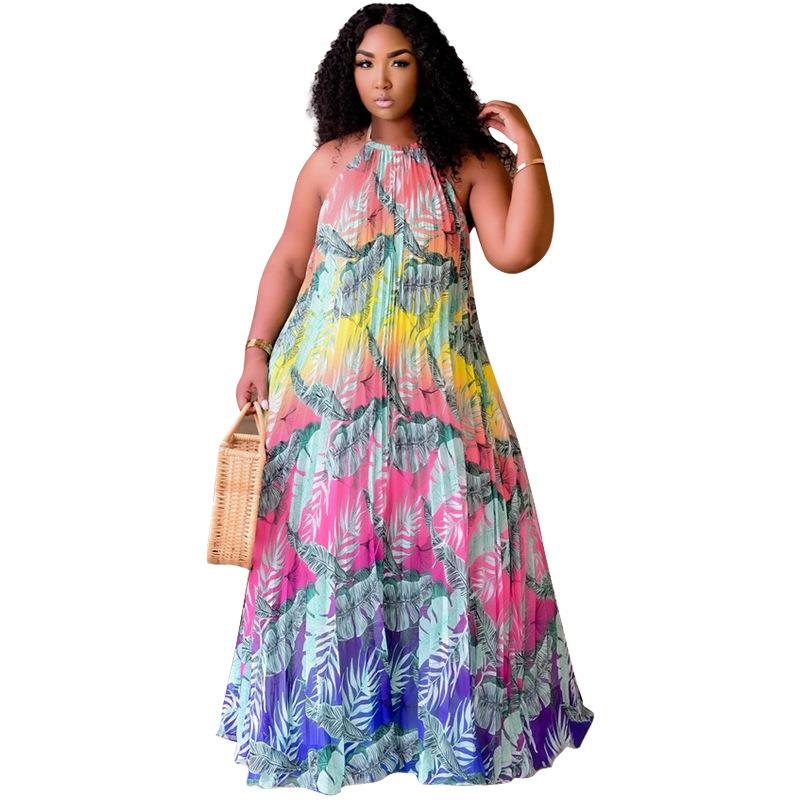SVCD000067 Digital print fashion style large skirt dress, plus-size women's clothing