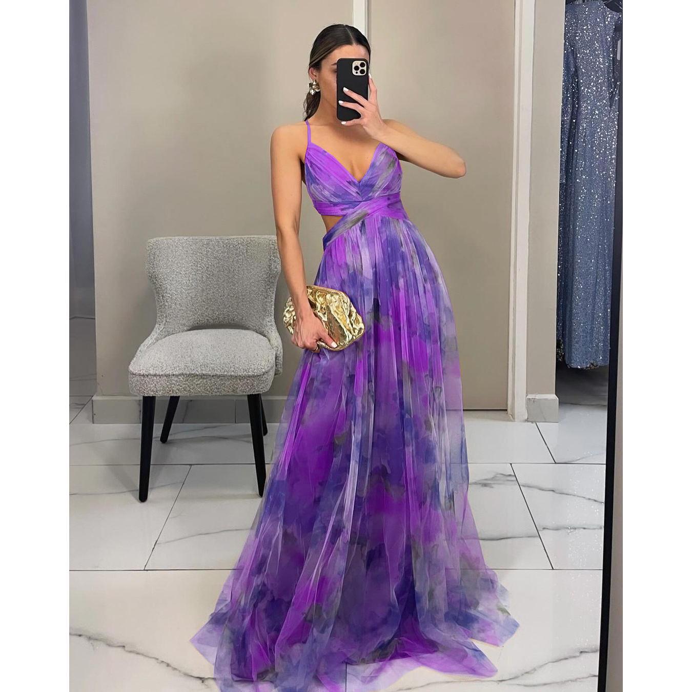 SVCD000124 Summer fashion party dress, tulle halter dress, vacation casual party dress