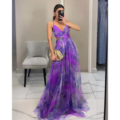 SVCD000124 Summer fashion party dress, tulle halter dress, vacation casual party dress