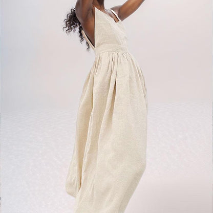 SVCD000004 Women's backless Uysen-style sexy V-neck high-waisted fashionable halter dress in European and American style