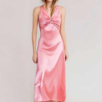 SVCD000082 Sexy V-neck pleated, slimming and elegant fashion dress for women