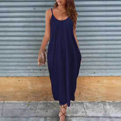 SVCD000068 Casual dress, solid-color halter dress from Europe and America