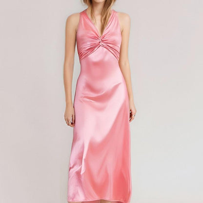 SVCD000082 Sexy V-neck pleated, slimming and elegant fashion dress for women