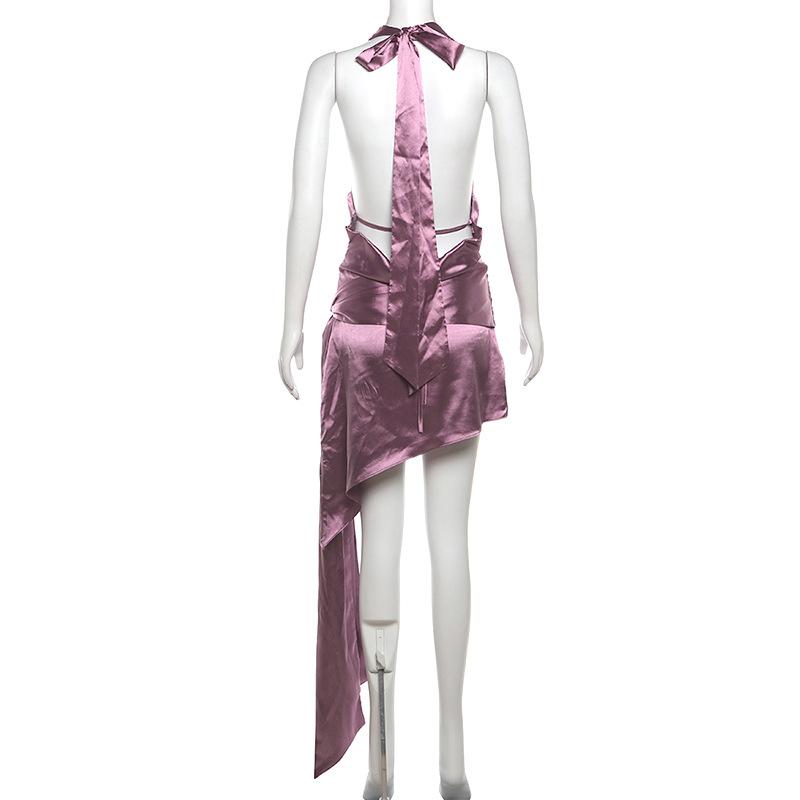 SVCD000039 French high-end and fashionable women's dress with a "Dui Dui" collar and a halter neck
