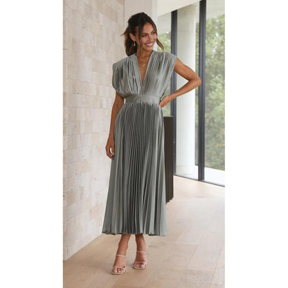 SVCD000029 Sexy pleated dress, Instagram casual loose zipped sleeveless dress