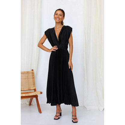 SVCD000029 Sexy pleated dress, Instagram casual loose zipped sleeveless dress
