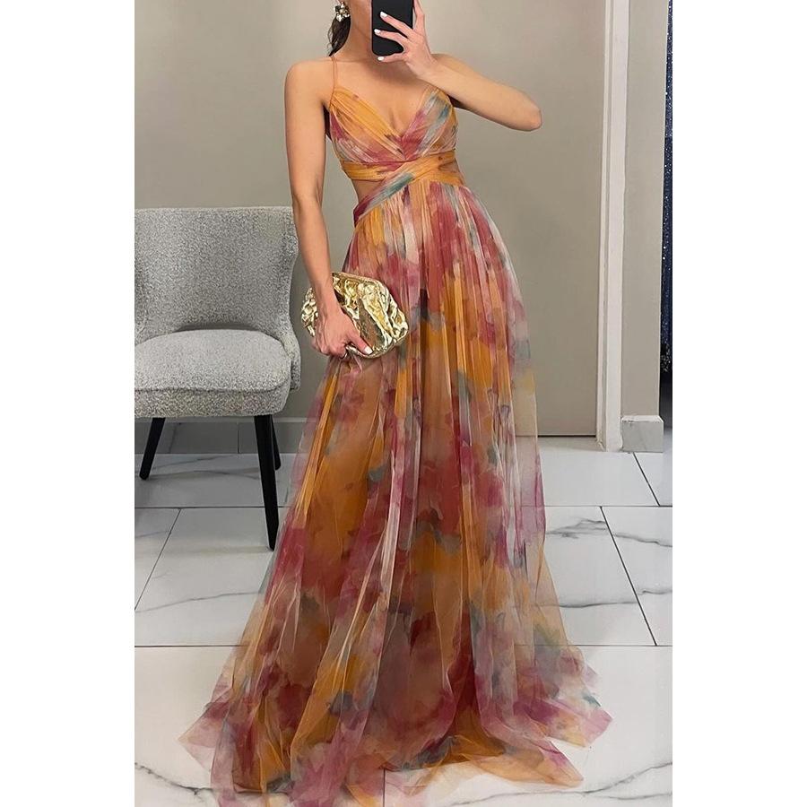 SVCD000124 Summer fashion party dress, tulle halter dress, vacation casual party dress